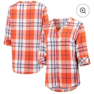 UGA Apparel Clemson Tigers Orange and White Plaid Women's Shirt Fits 2X